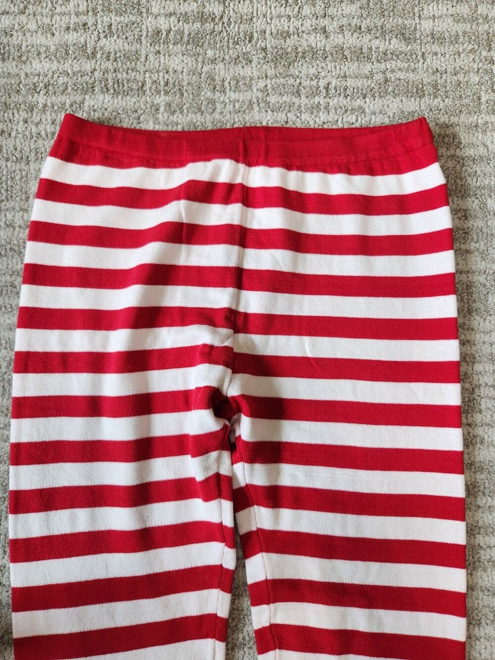 United Sweaters Red White Stripe Holiday Leggings Christmas Elf Mrs Clause Sz L - Picture 4 of 9